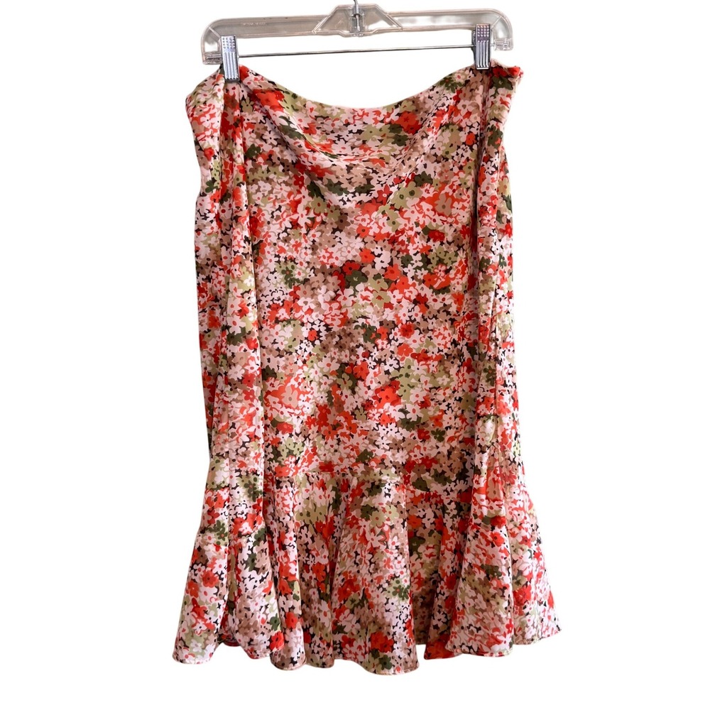 New York & Company Womens Floral Feminine Boho Flounce Hem Midi Skirt Size 18